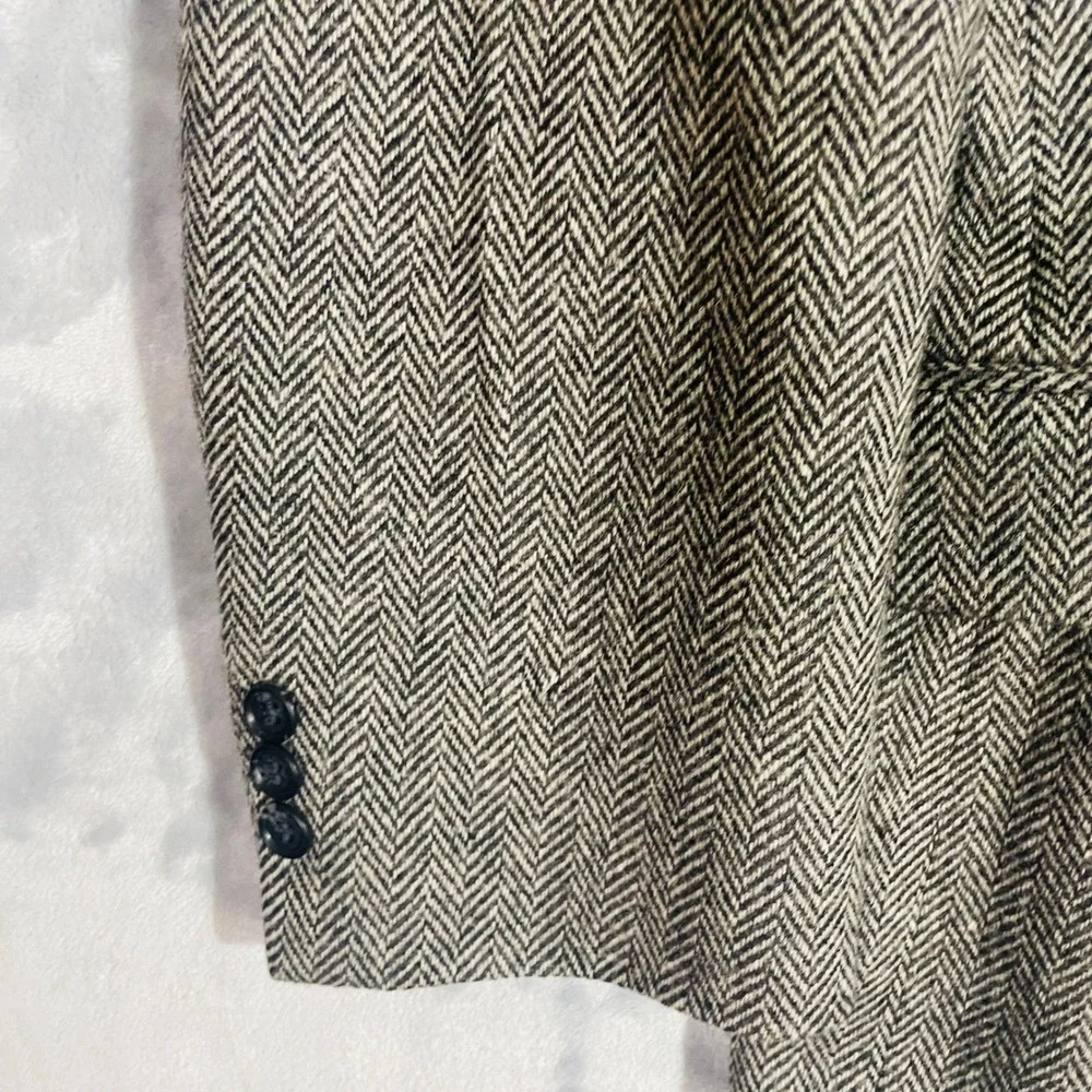 Towncraft Blazer Mens 44R Grey Herringbone Tweed Wool Two Button Sport Coat
